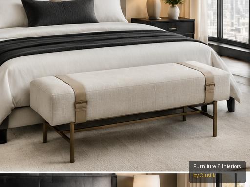 Cassis Bedroom Bench — editorial view 1